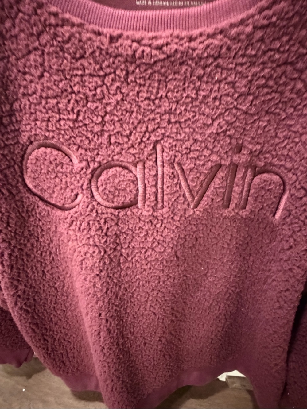Calvin Klein Women's Crewneck Sherpa Sweater - Plum - Picture 3 of 5